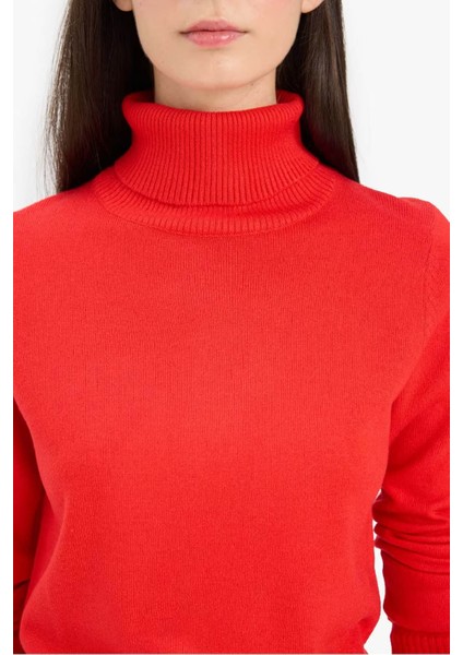 Regular Fit Yumuşak Dokulu Balıkçı Yaka Basic Düz Triko Kazak H1651AZ25WN fırsatları