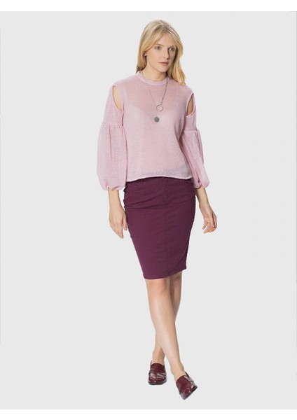 Yırtmaç Detaylı Mini Etek Bordo K1856103_008 fiyatları