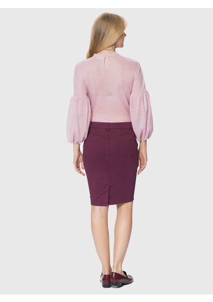 Yırtmaç Detaylı Mini Etek Bordo K1856103_008 modelleri