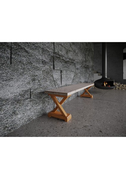 Wood Perla Doğal Ahşap Bench - El Işçiliği Beyaz Eskitme Ahşap x Ayak Bank fiyatları