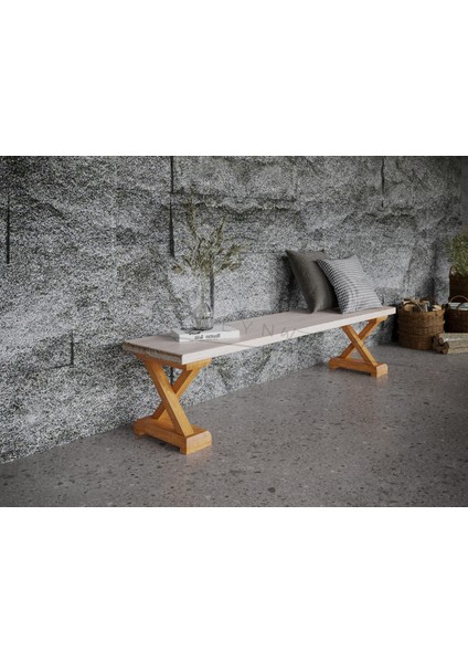 Wood Perla Doğal Ahşap Bench - El Işçiliği Beyaz Eskitme Ahşap x Ayak Bank modelleri