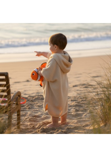Organik %100 Pamuk Kapüşonlu Plaj Çocuk Bebek Panço Bornoz Banyo Havlu + Kundak Havlu Hediyeli fırsatları