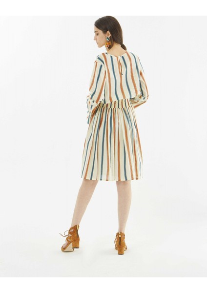 Beli Lastikli Renkli Çizgili Etek Krem Y1865122_047 modelleri