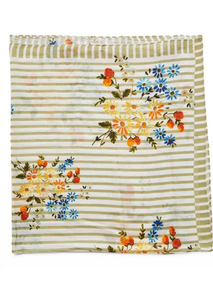 Çiçek Desenli Çizgili Kadın Şal Standart Renk Y1884404_089 fiyatları