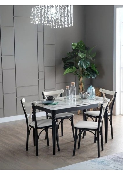 Metal Ayaklı Ahşap Sırt Mutfak Sandalyesi