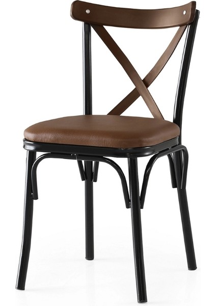 Metal Ayaklı Ahşap Sırt Mutfak Sandalyesi