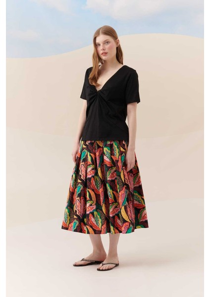 Yakalı Kadın Tişört Siyah Y2254204_001