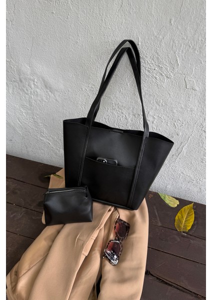 Lagraccio Paris Kadın Nappe Makyaj Çantalı Omuz Çantası Siyah