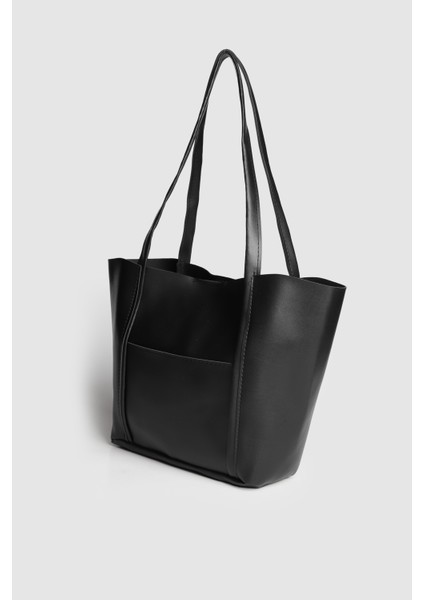 Lagraccio Paris Kadın Nappe Makyaj Çantalı Omuz Çantası Siyah