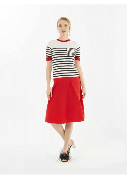Piliseli Triko Etek Kırmızı Y1871008_006 fırsatları