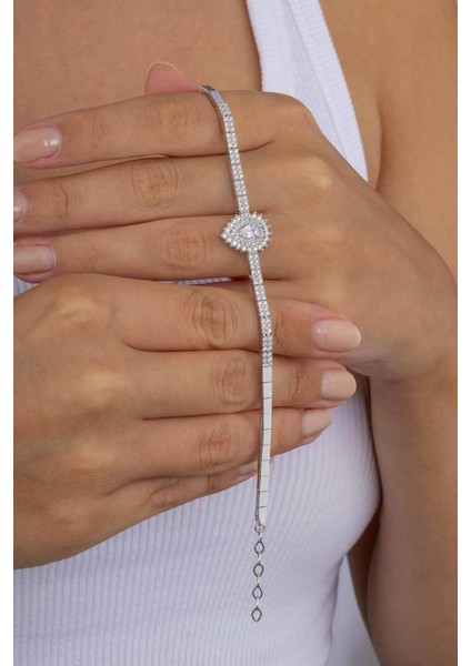 Pırlanta Montür Damlataşlı Gümüş Bileklik modelleri