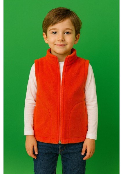 Kolsuz Fermuarlı Astarlı Çift Cepli Dik Yaka Çocuk Yelek fiyatları