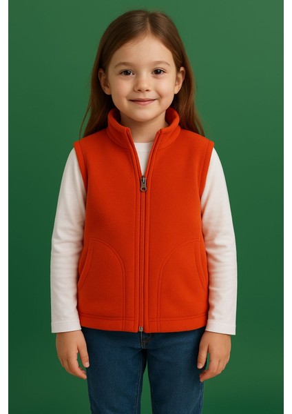 Kolsuz Fermuarlı Astarlı Çift Cepli Dik Yaka Çocuk Yelek fırsatları