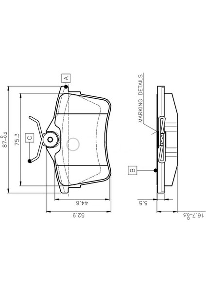 ARKA FREN BALATASI P307 2000-2009 P308 2007-2014 PARTNER 2008 PARTNER TEPEE 2008 BERLINGO 2008 C4 2004-2016 XSARA PICASSO 1999-2011 DS4 2015-2018 1623180680 4254 14 4254 15 4254 29