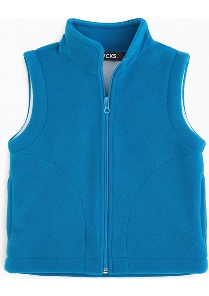 Kolsuz Fermuarlı Astarlı Çift Cepli Dik Yaka Çocuk Yelek