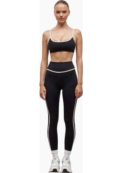 Base Contrast Trim Leggings Yüksek Bel Şekillendirici Kadın Tayt