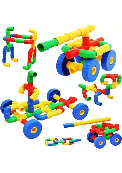 Tekerlekli Boru ve Dirsekler Eğitici LEGO Oyunu 72 Parça