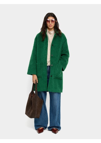 Yün Karışımlı Suni Kürk Efektli Ceket