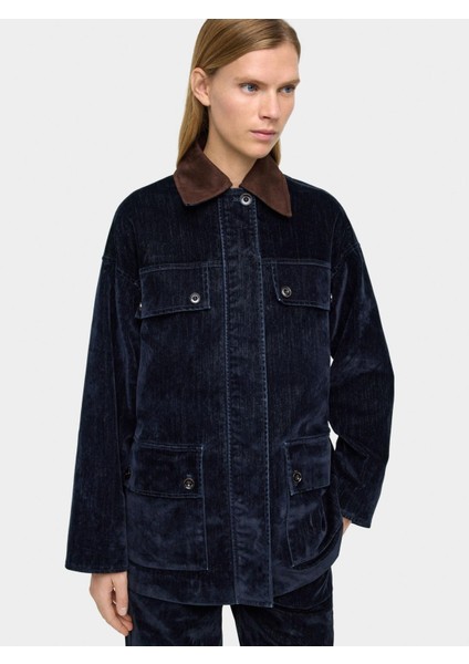 Kadife Efektli Denim Ceket