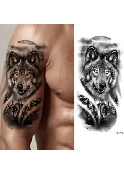 Geçici Kurt Model Dövme Tattoo Sticker
