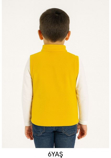 Kolsuz Fermuarlı Astarlı Çift Cepli Dik Yaka Çocuk Yelek modelleri