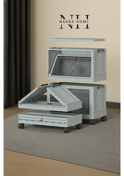 Katlanabilir 4 Katlı Tekerlekli Plastik Dolap – Çok Amaçlı Portatif Organizer (Geniş Hacim) modelleri