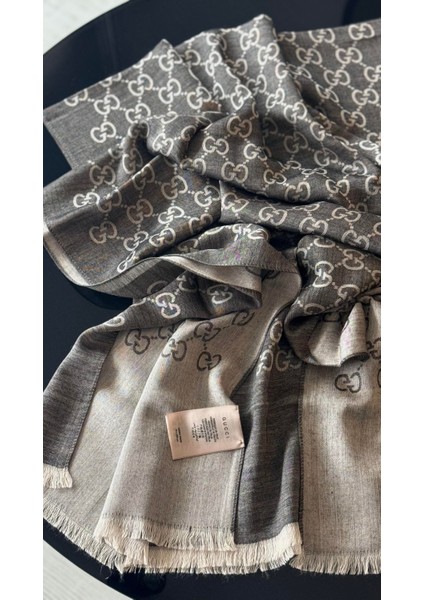Siyah-Gri Gucci Kaşmir Şal