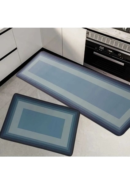 2 Adetl Mutfak Paspası Su Emici Banyo Paspası Kaymaz Tabanlı 156X38 cm Takım 38X58 cm A-61