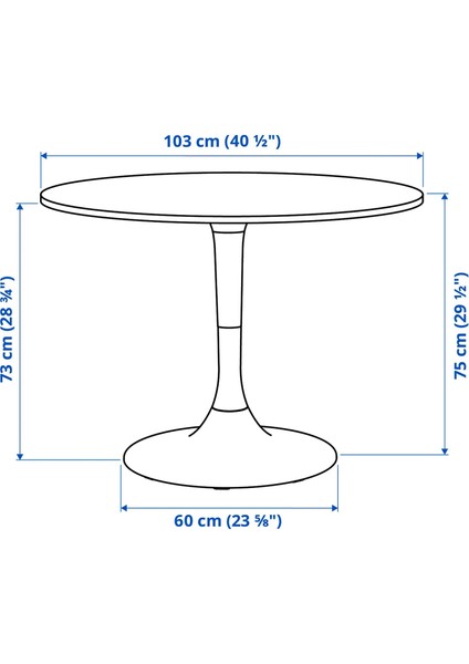 Docksta Yuvarlak Mutfak Masası Beyaz 4 Kişilik 103 cm fiyatları