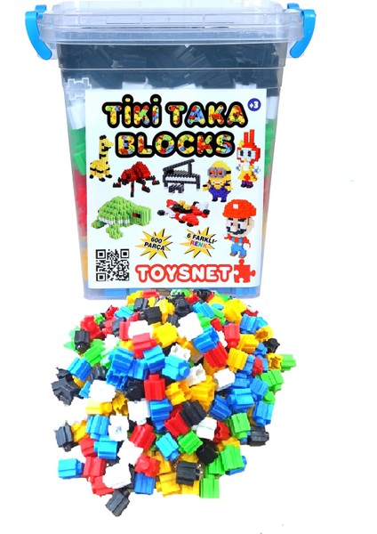 Tik Tak Eğitici Bloklar Oyun Seti 6 Renk 600 Parça Kare Saklama Kutusunda !!