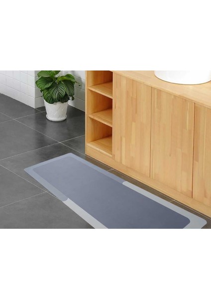 2 Adet Yazısız Uzun Dikdörtgen Banyo Halısı Tezgah Önü Sihirli Su Emici Paspası 156 x 38CM