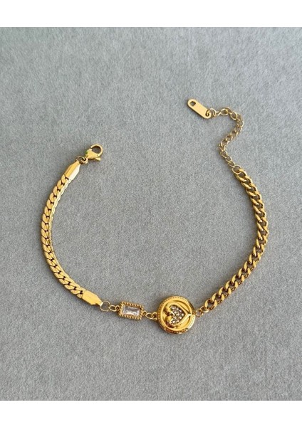 Çelik Ezme Kalp Beyaz Bileklik Hediyelik