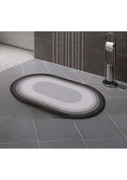 2 Adet Oval Sihirli Su Emici Banyo Paspası Kaymaz Tabanlı Abdest Paspası 38X58 cm A-60