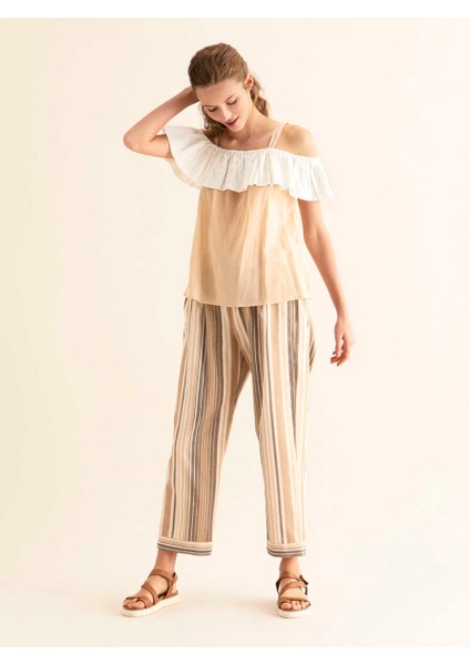 Omuz Detaylı Bluz Açık Kahve Y1864118_437 fırsatları