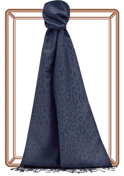 LACİVERT İpekevi Desenli İpek Şal 5784