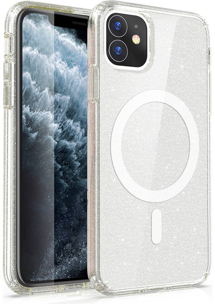 Apple iPhone 11 Kılıf M-Safe Şarj Özellikli Parlayan Simli Saydam Renkli Zore Allstar Kapak fiyatları