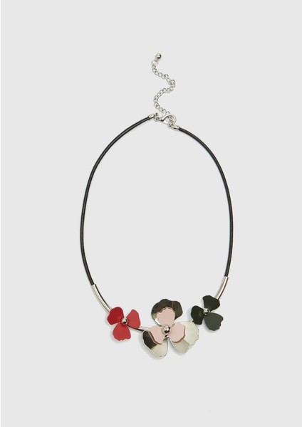 Renkli Çiçek Detaylı Kadın Kolye Standart Renk Y1886121_089