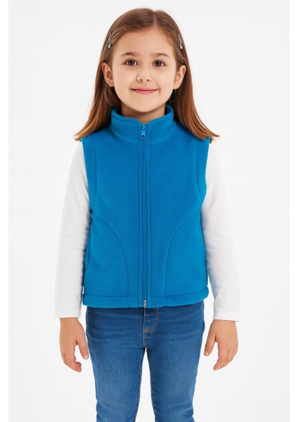 Kolsuz Fermuarlı Astarlı Çift Cepli Dik Yaka Çocuk Yelek fırsatları