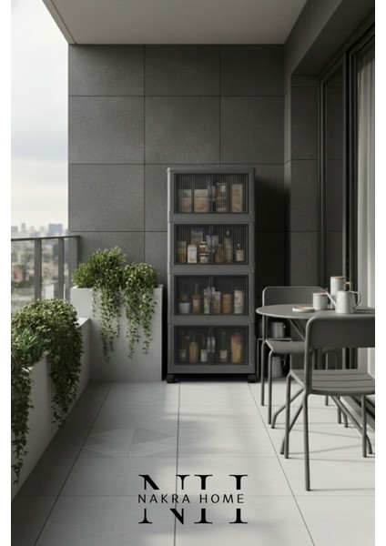 Katlanabilir 4 Katlı Tekerlekli Plastik Dolap – Çok Amaçlı Portatif Organizer (Geniş Hacim) fiyatları