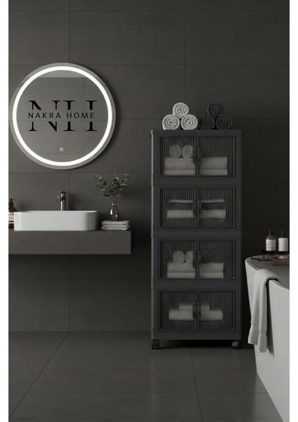 Katlanabilir 4 Katlı Tekerlekli Plastik Dolap – Çok Amaçlı Portatif Organizer (Geniş Hacim) modelleri