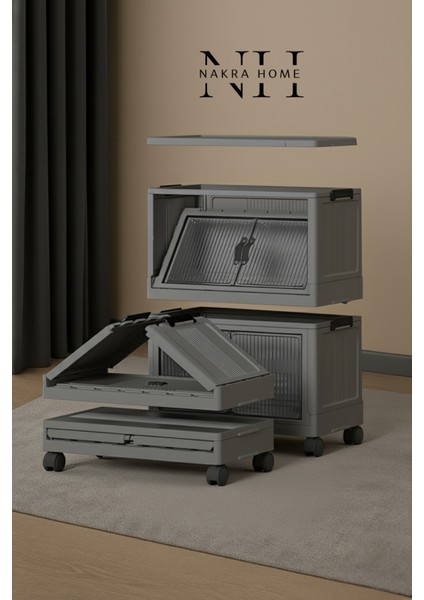 Katlanabilir 4 Katlı Tekerlekli Plastik Dolap – Çok Amaçlı Portatif Organizer (Geniş Hacim) fırsatları