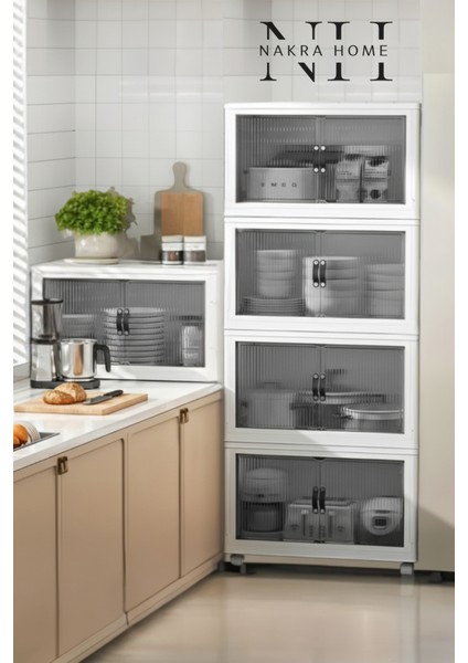 Katlanabilir 4 Katlı Tekerlekli Plastik Dolap – Çok Amaçlı Portatif Organizer (Geniş Hacim) indirimleri