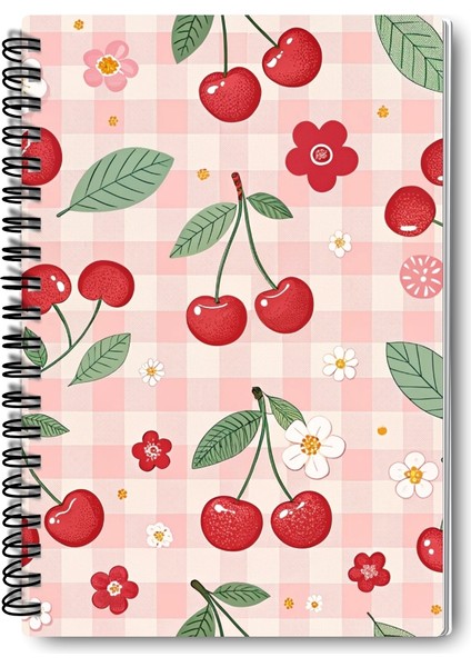 Pembe Vişne Temalı Tasarım Tel Spiralli 4'lü Hatıra, Günlük, Ajanda, Anı, Okul Defter Seti indirimleri