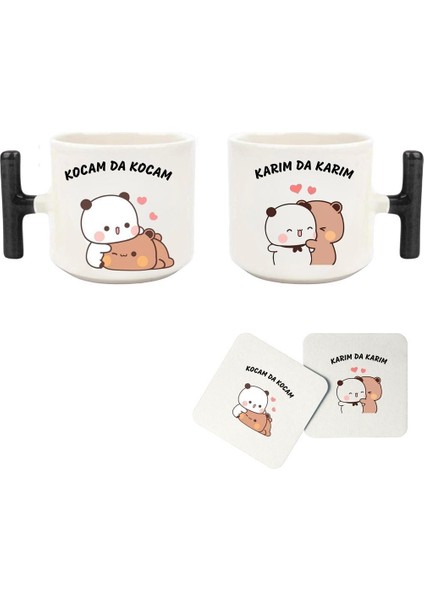 “karım Da Karım” ve “kocam Da Kocam” Baskılı T Kulp Kupa Seti Ikili (Bardak Altı Hediyeli) fiyatları