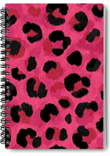 Pembe Leopar Desenli Tasarım Tel Spiralli 4'lü Hatıra, Günlük, Ajanda, Anı, Okul Defter Seti fiyatları