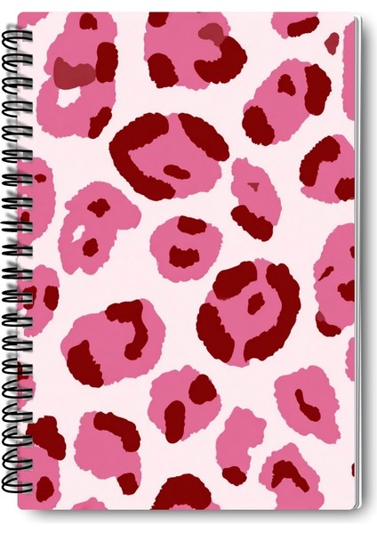 Pembe Leopar Desenli Tasarım Tel Spiralli 4'lü Hatıra, Günlük, Ajanda, Anı, Okul Defter Seti modelleri