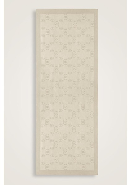 Zincir Kare Krem Pamuk Ipek Şal 70X210