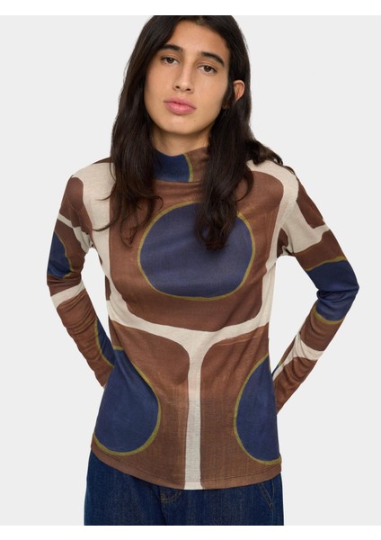 Yüksek Yakalı Desenli Üst fırsatları