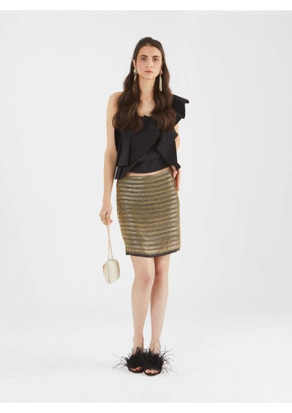 İşlemeli Abiye Etek Gold Y9963102_076