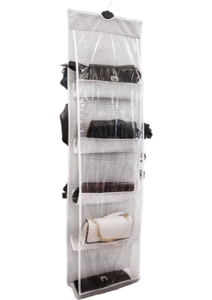 10 Bölmeli Dolap Içi Çanta Organizeri - Pembe Çizgili modelleri